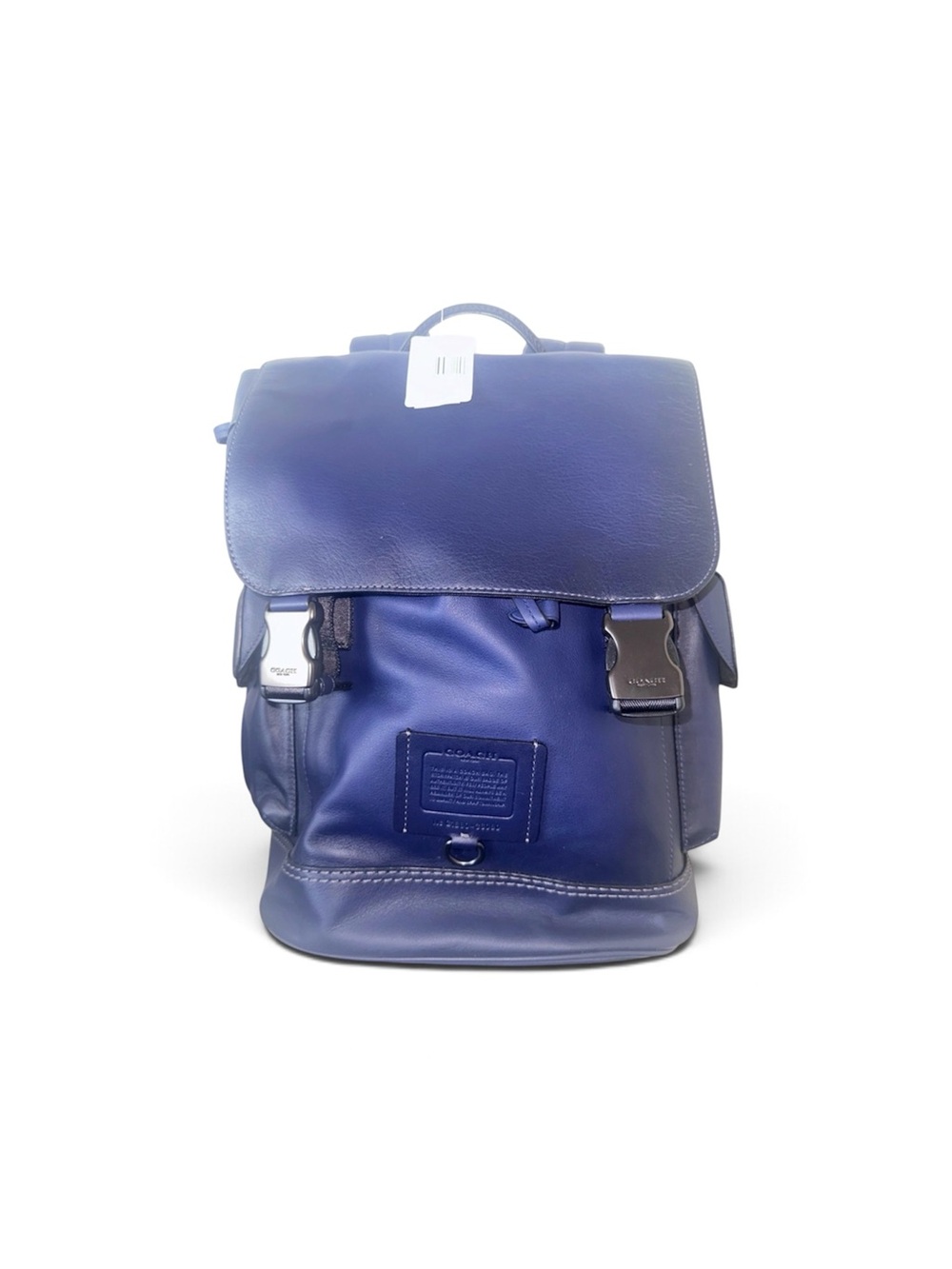 Coach Men's Rivington Deep Blue Leather Buckle Backpack